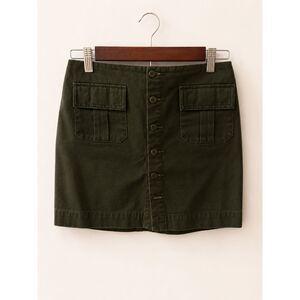 GAP Utility Mini Skirt | Women's Size 2 | Olive Green | 100% Cotton | Button Fro
